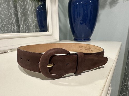Cole Haan Chocolate Brown 100% Leather Suede Nubuck Brass Belt Sz 28 S/XS - Picture 2 of 12