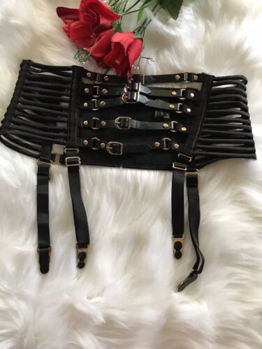 Honey Birdette Jagger Waspie Suspender Size 10 Small Lingerie Black $4 EXPRESS