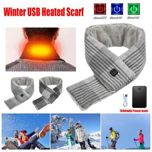 Elektrischer USB beheizter Halstuch Winter dicker Wärmer Heizschal Mann/Frau NEU - Picture 13 of 28