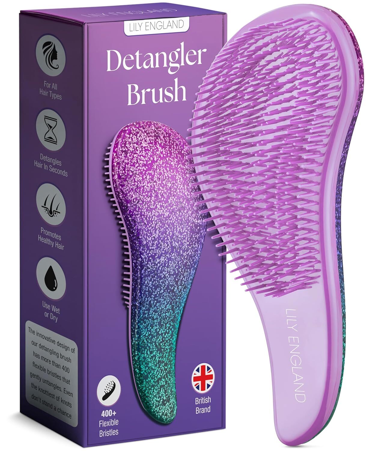 Detangler Brush for Curly Hair, Thick, Straight & Natural Hair - Gentle Detangli