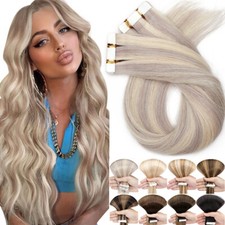 60pcs 150g THICK Tape In REAL 100 Remy Human Hair Extensions FULL HEAD 14"-24"