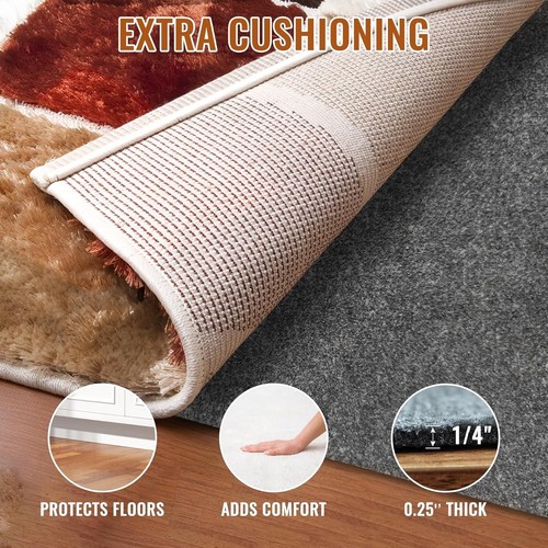 Felt Rug Pad Rubber Non-Slip Gripper Protects Floors Cushions 2x3 Ft - Picture 4 of 8