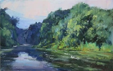 Landscape painting Original art Impressionism Oil on canvas by S. Chernyakovsky