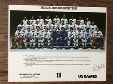 St. Louis Blues 1982-83 Hockey 8.5x11 Dodge Team Photo Mike Liut Tim Bothwell
