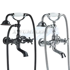 Wall Mount Clawfoot Bathtub Faucet with Hand Shower Faucet Set Tub Filler System