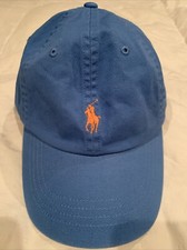 Polo Ralph Lauren Hat OS YOUTH Adjustable Blue Orange Pony Logo Cap Strapback