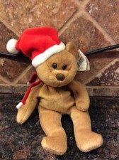 Ty Beanie Buddy Holiday Teddy Bear 13" Plush Santa Hat Christmas 1997