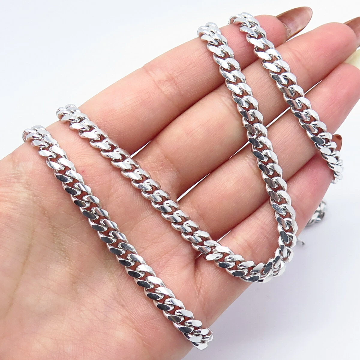 925 Sterling Silver Italy Cuban Chain Necklace 28