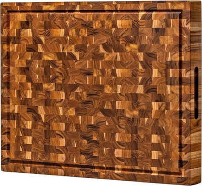 Luxurious XXL Teak Cutting Board   Conditioned & Gift Boxed for Culinary Lovers