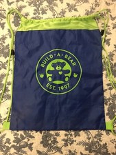 BUILD A BEAR BLUE GREEN DRAWSTRING BACKPACK TOTE BAG NYLON GUC 