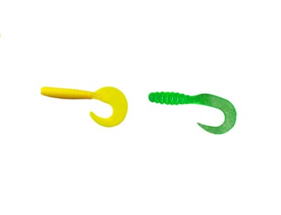 Twister Rubber Fish Trout Bass Zander Lure Yellow Green