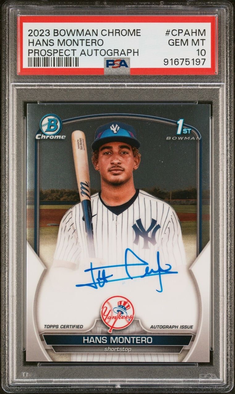 2023 Bowman Chrome Hans Montero 1st Yankees Prospect Auto Gem Mint PSA 10