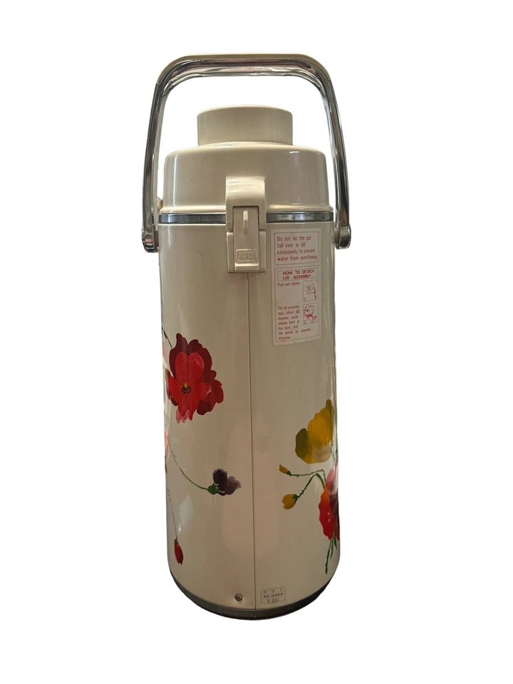 Jarra de café térmica Zojirushi vintage bomba de aire olla dispensadora flores Foto 4 de 4