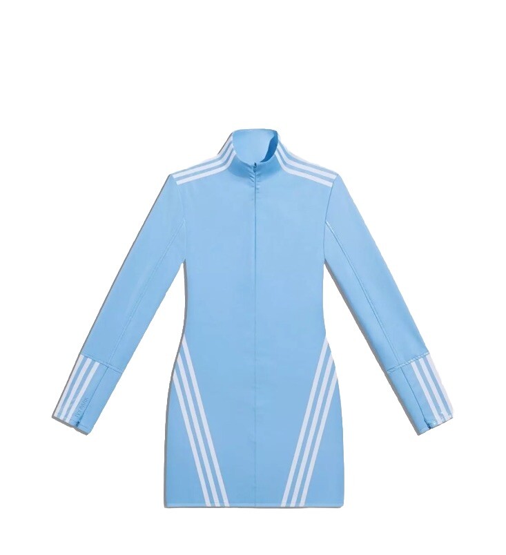 Ivy Park & Adidas Full Zip Latex Dress Light Blue & White