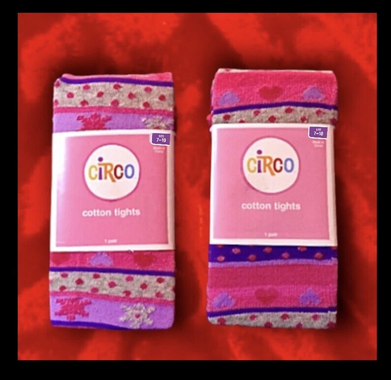 2 Pairs Circo Cotton Knit Tights Girl's Size 7-10 Pink,purple,NWT - Image 2 of 4