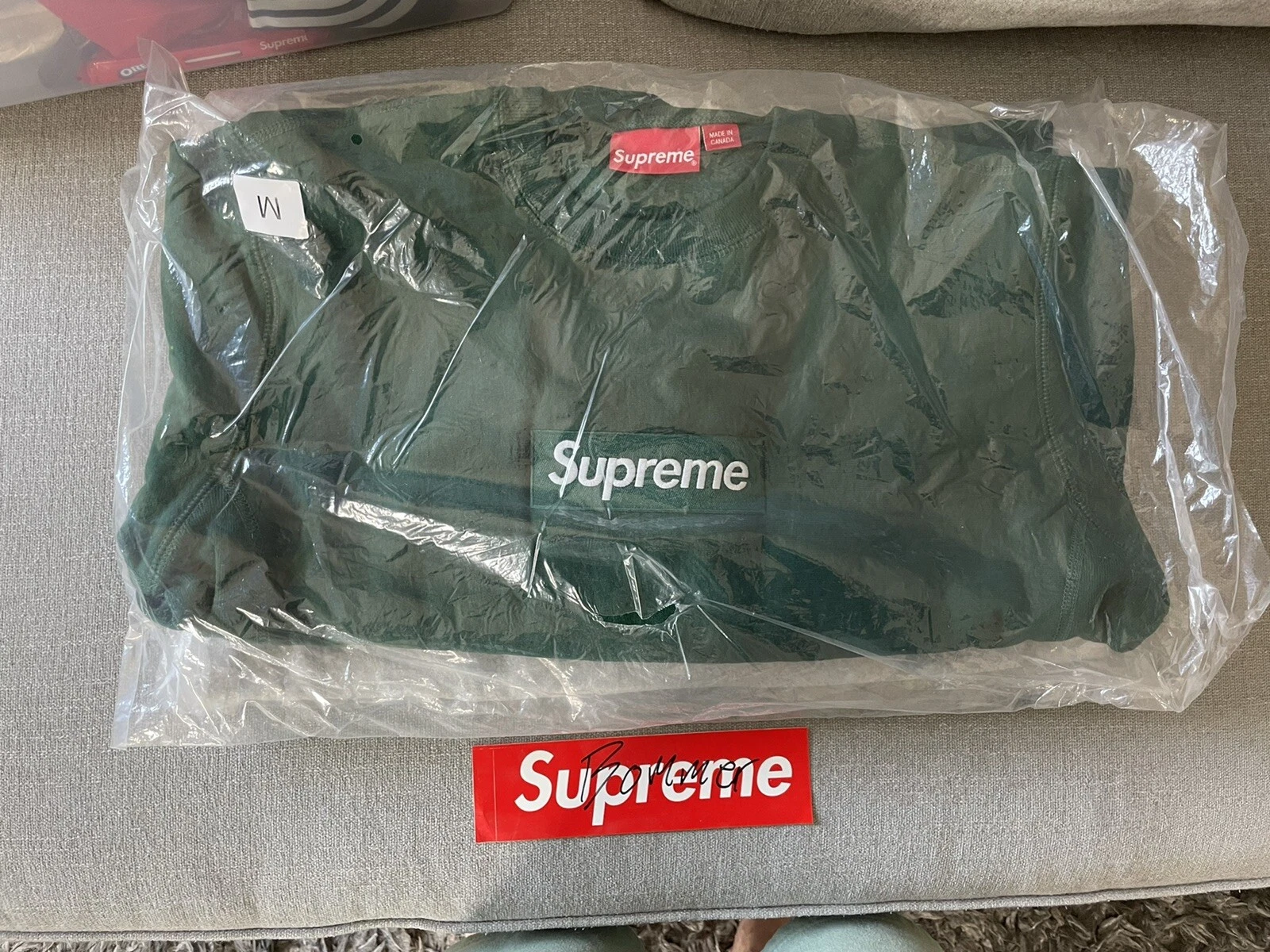 Pull col rond logo Supreme Box (FW18) vert moyen