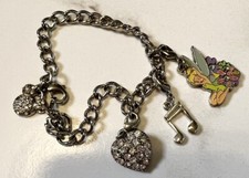 Disney Vintage Bracelet With Charms Tinkerbell Music Mickey Mouse Marked Disney