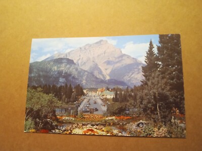 Banff Avenue Cascade Mountain in Background Banff Alberta - Old Postcard