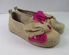 Sam Edelman Women's 9 Cabrera Taffeta Canvas Platform Espadrille Shoe Beige Pink