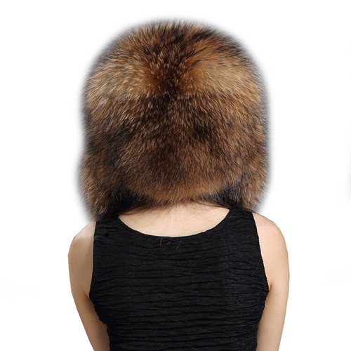 Women Warmer Real Raccoon Fur Hat Russian Ushanka Cossack Ear Cap Warmth Outdoor - Picture 5 of 5