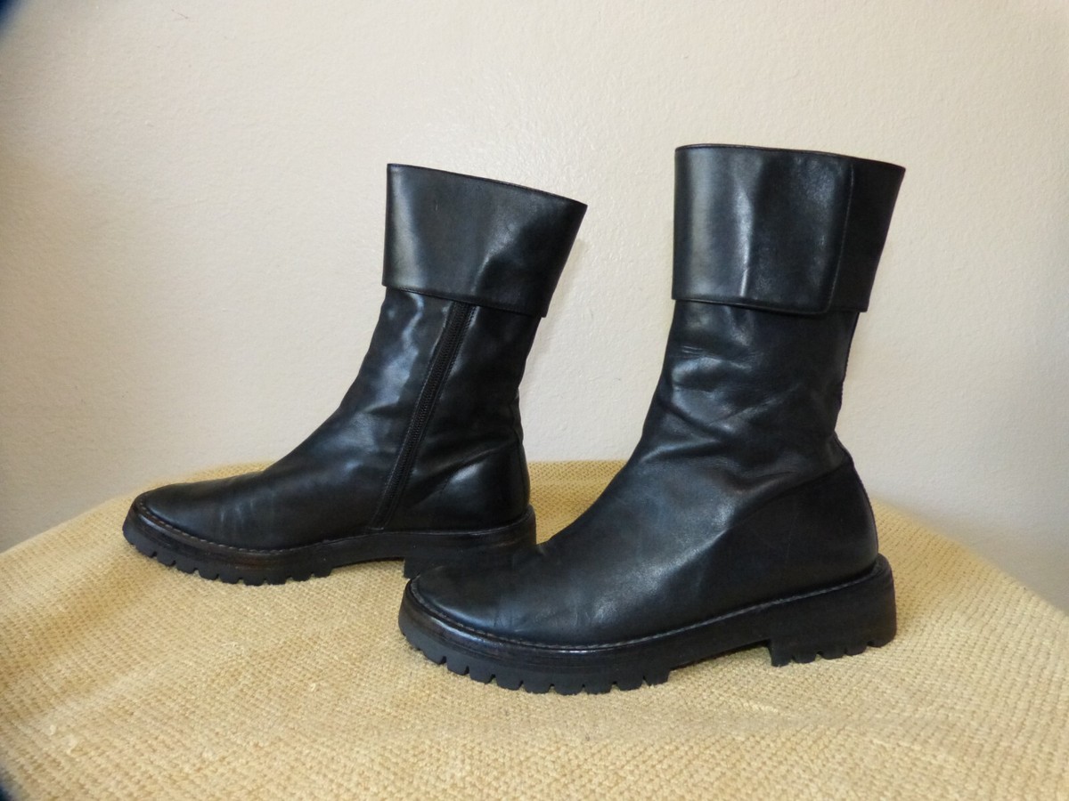 Ann Demeulemeester Black Leather Mid Calf Boots Sz EU 36 Ann Demeulemeester Black Leather Mid Calf Boots Sz EU 36