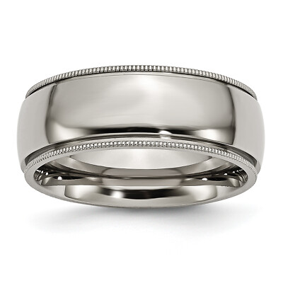 Chisel Titanium Polished 8mm Grooved and Beaded Edge Band TB133