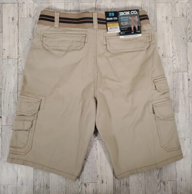 Iron Co Men's Stretch Cargo Shorts Sizes 29 & 36 Vintage Wheat