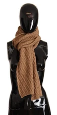DOLCE & GABBANA Scarf Knitted Camel Dark Brown Wrap Shawl 200cm x 30cm RRP $600