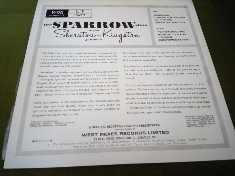 (MIGHTY)SPARROW-SHOW/KINGSTON LP(WIRL-JAMAICA) - Image 2 of 3