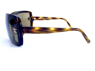 VTG CHANEL Brown Gold Rectangle Wrap Sunglasses Made in Italy 5065
