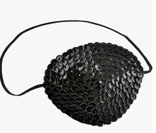 PIRATE BUCCANEER BEAUTY BLACK SEQUIN EYE PATCH EYEPATCH HALLOWEEN ACCESSORY
