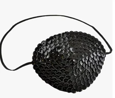 PIRATE BUCCANEER BEAUTY BLACK SEQUIN EYE PATCH EYEPATCH HALLOWEEN ACCESSORY