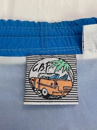 Vintage Swim Trunks California Beach Front CBF 80s Surf Shorts Retro Blue - Picture 7 of 12