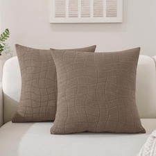 Waterproof Throw Pillow Covers 18x18 Inch 18" x 18" Pack of 2 Light Coffee