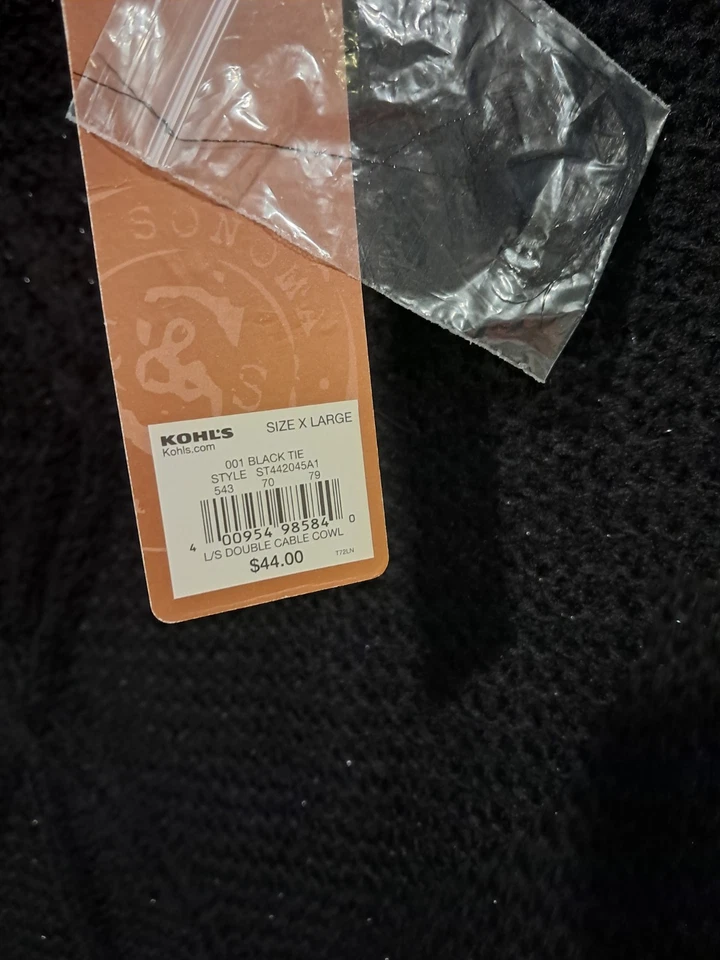 Sonoma Life+Style Knit Sweater Double Cowl Women XL Shimmer Long Sleeve  NWT - Image 3 of 4