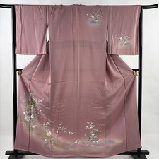 JAPANESE KIMONO HOMONGI LIGHT PURPLE 159.5cm 5 ft 3 in PURE SILK B1679