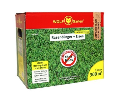 WOLF Garten Rasendünger + Eisen L-PM 300 für 300 m², 7,5 kg