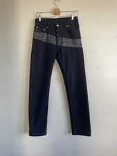 Helmut Lang 1997 Dark Blue Melton Wool Rubber Stripe Jeans