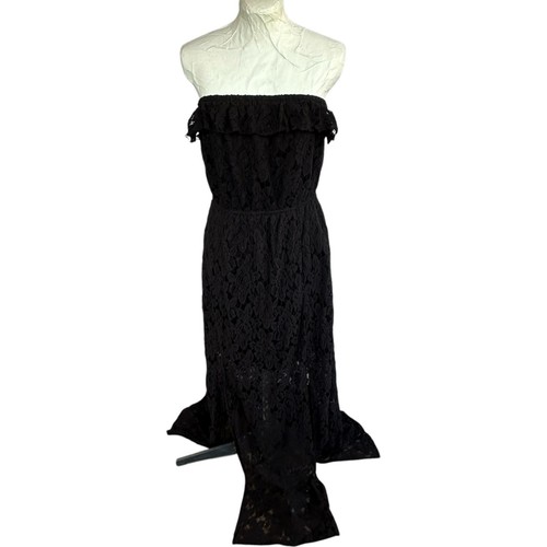 Black Strapless Lace Long Dress Womens Sz L by Studio Y Whimsigoth Cantina Y2K - Picture 1 of 13