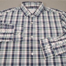 Mizzen Main Leeward Button Shirt Mens 2XL Blue Plaid Performance Trim Stretch