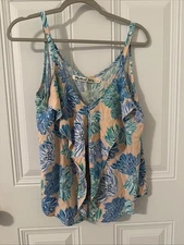 Michael Stars Tropical Floral Top Size M Sleeveless blouse