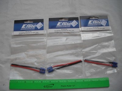 Lot of 3 E-flite EFLAEC305 EC3 BATTery Connector, 4'' Wire 13GA, RC R/C Plane Car