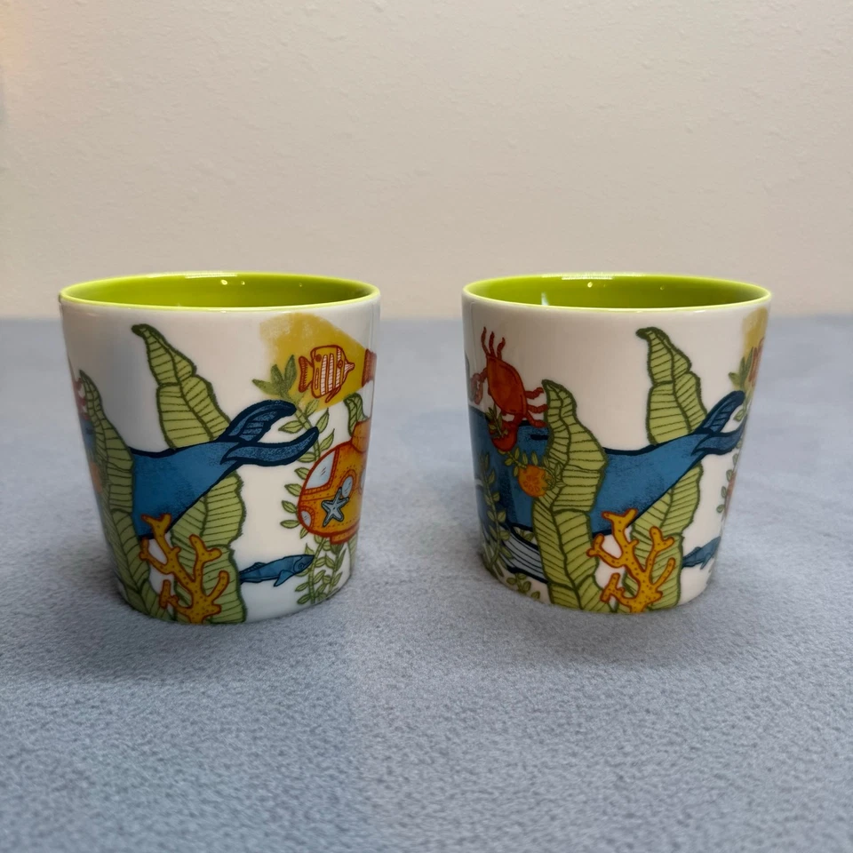 Starbucks 2010 Under The Sea Submarine niños tazas pequeñas juego de 2 nuevas porcelana de hueso Foto 3 de 4