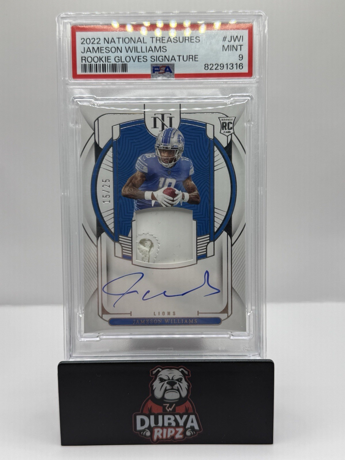 Jameson Williams Panini National Treasures Rookie Gloves Signature #JWI Brand Logo 1/1