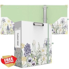 3 Inch Binder, Purple Flower, Clipboard Storage, 2 Pockets