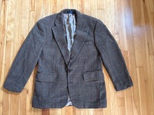 Chaps Ralph Lauren Vintage Houndstooth blazer Mens 40R Brown Wool Two Button
