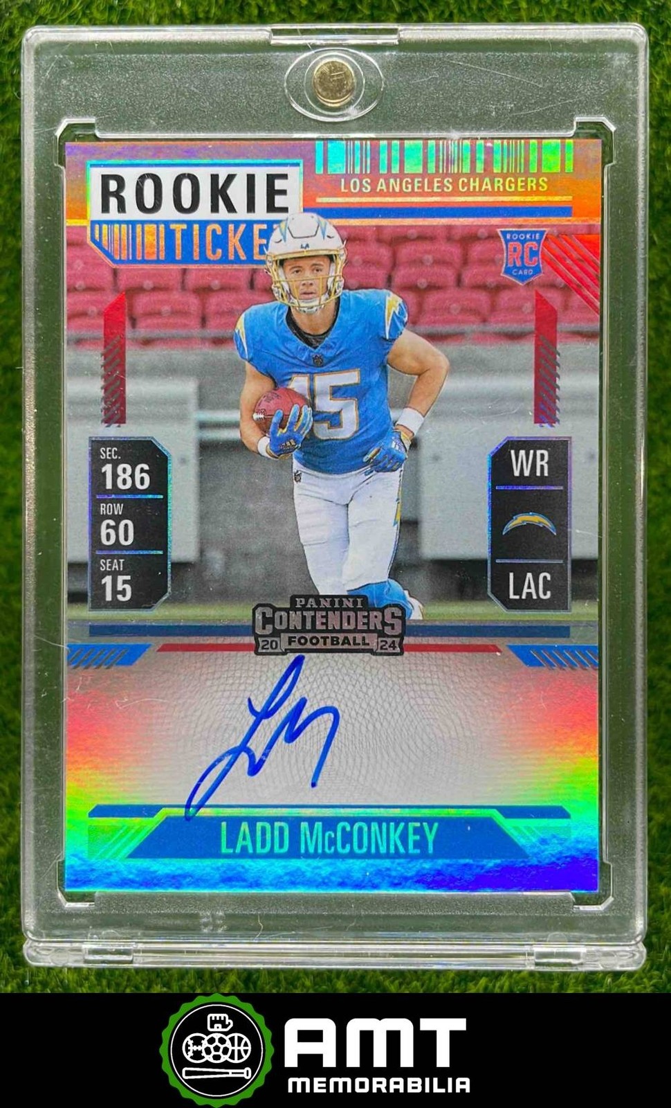 2024 Panini Contenders Ladd McConkey RC Ticket RPS Auto Red Zone FOTL Chargers