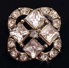Vintage Rhinestone Paste Brilliants Openwork Jeweled Button ~ just under 1-3/16"