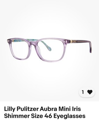 Lilly Pulitzer kids Aubra Mini Iris purple Shimmer Size 46 girls glasses frame