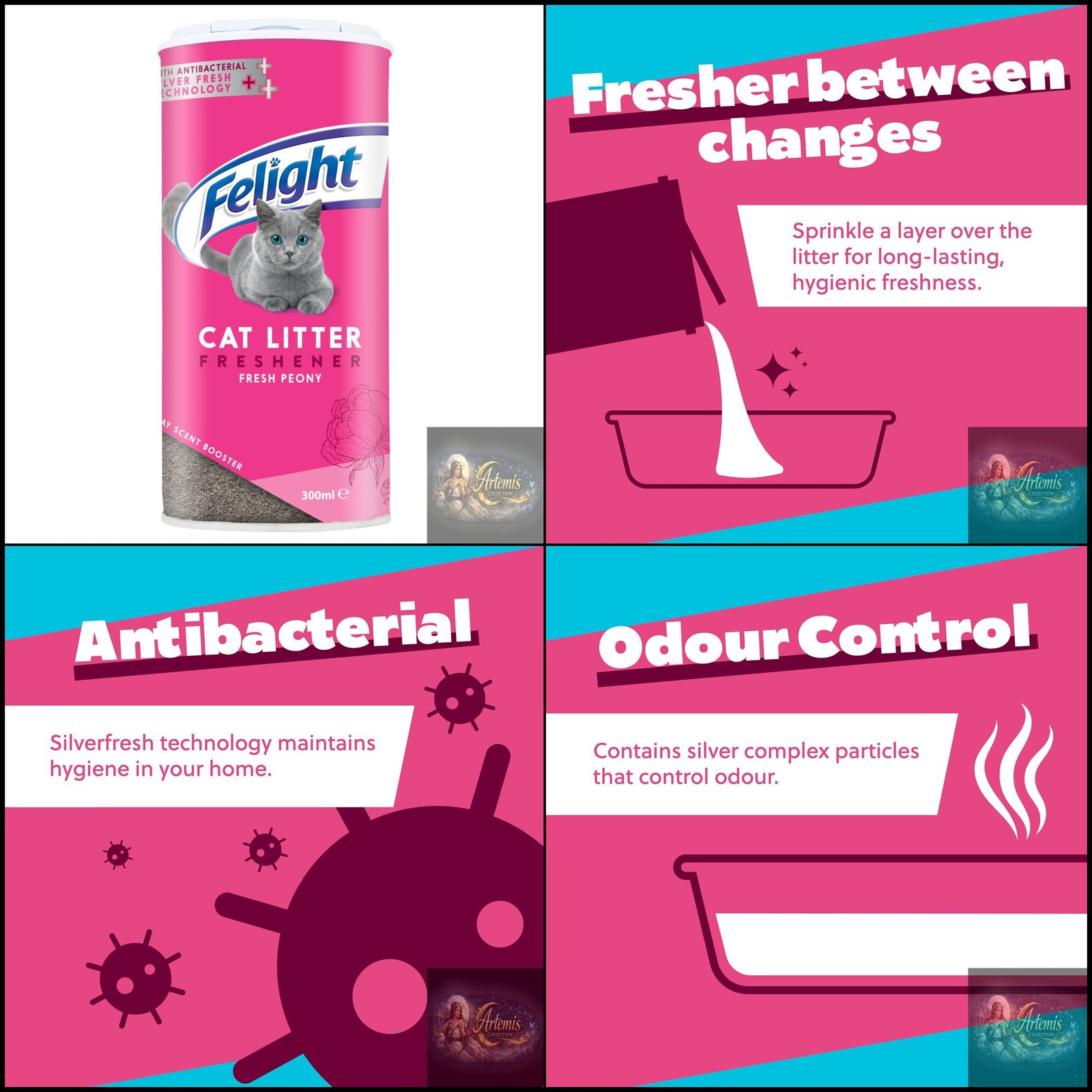 Felight Fresh Fragrance Antibacterial Cat Litter Freshener - 300ml - Image 4